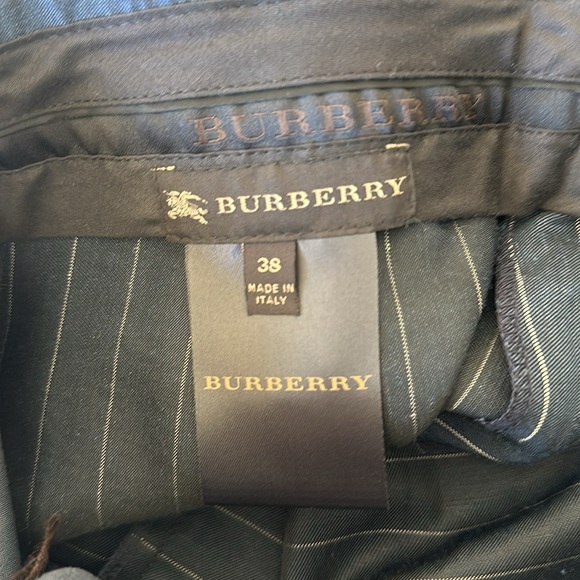 Burberry Linen Suit Pants Navy Blue with Pinstripes Wide Leg Size 38 - Picture 3 of 7